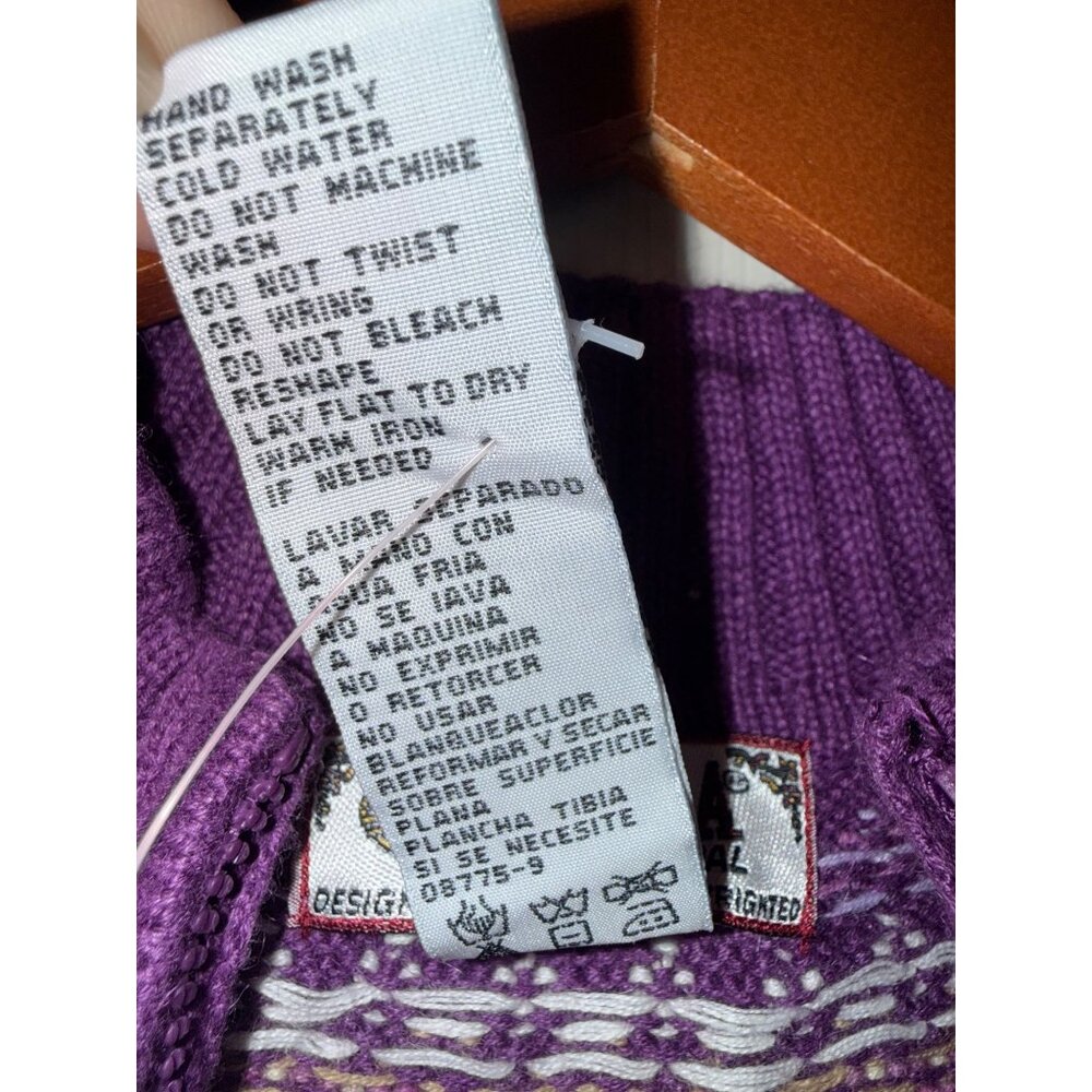 NWT Tiara International Design Purple Full Zip Mock Neck Fair Isle Sweater Med - Picture 9 of 12